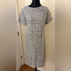 Vintage 1960s Stacy Ames Tweed Wiggle dress Mod Sheath dress Gray & Black
